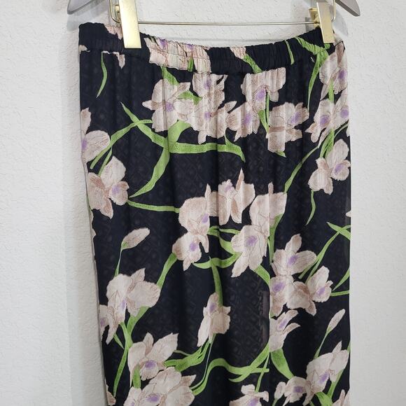 Reversible Skirt Womens Size L Midi Length Floral Geometric Pull On Elastic - Picture 11 of 16